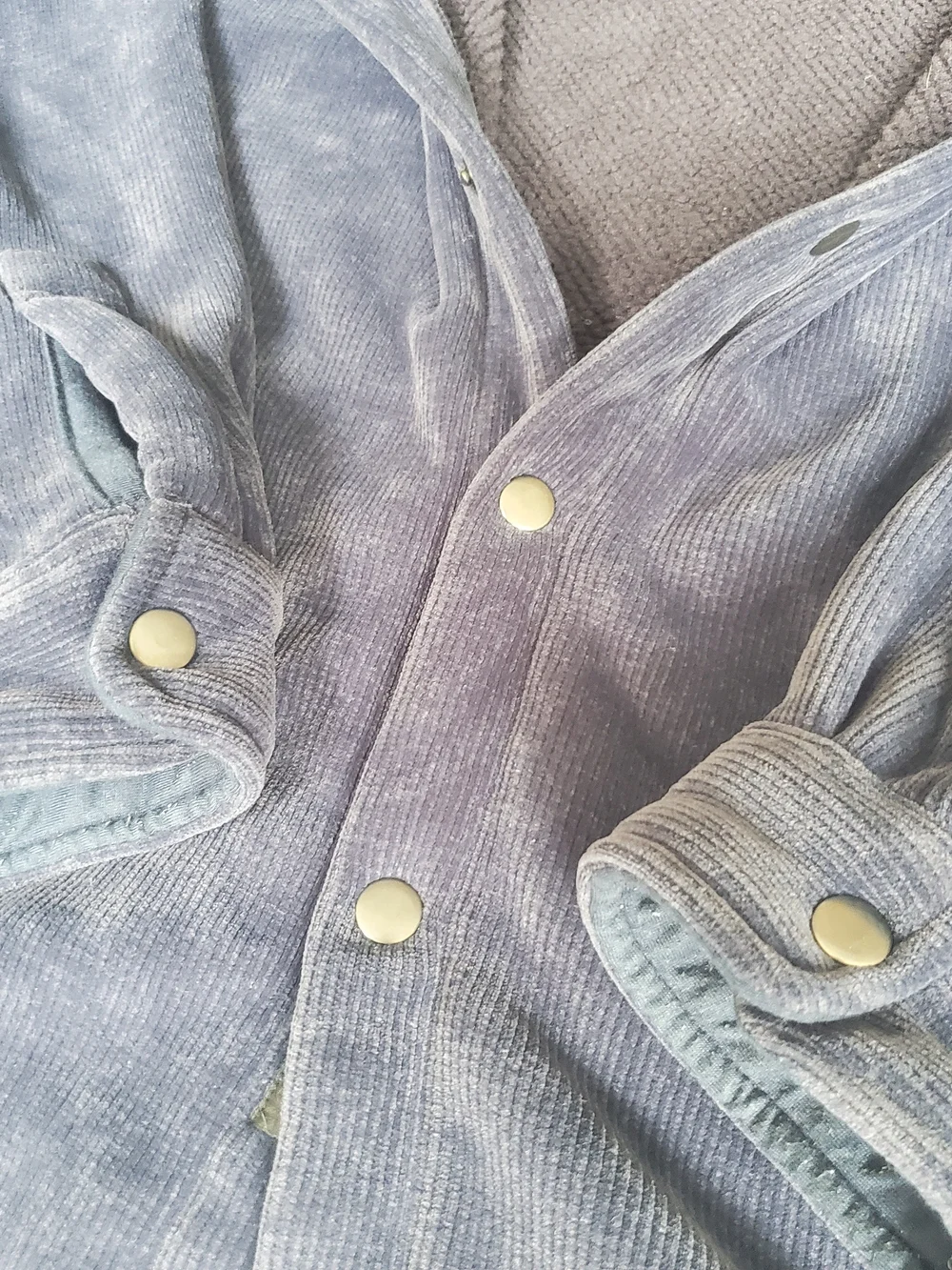 Corduroy Button-Front Jacket in Deep Blue by Oak